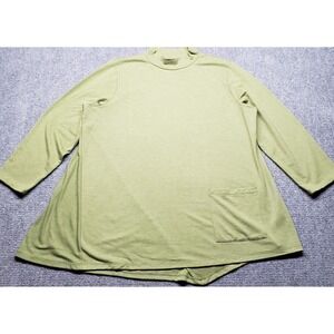 LOGO Lounge Tunic Top Womens XL Green Mock Neck Ribbed Knit Casual Stretch
